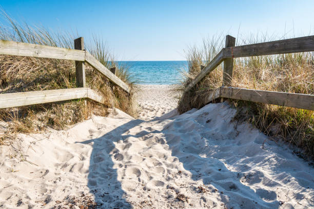 Strandväg till havet i Nybrostrand utanför Ystad